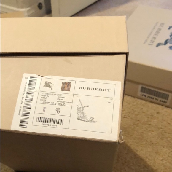 Burberry wedge sandal, worn once. Raspberry . - Picture 1 of 7
